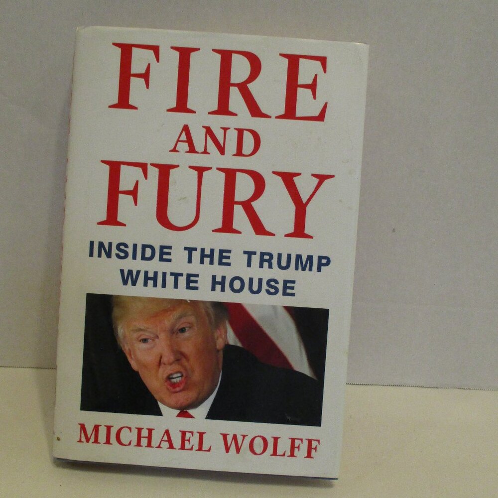 Fire Fury Book 2018 Trump Inside White House Medium Black White Reading Book